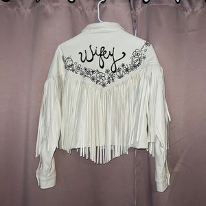Custom Leather Fringe “Wifey” Jacket